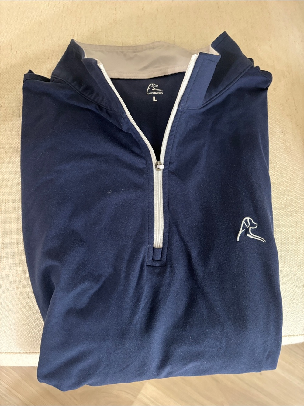 Rhoback Men's Navy Half-Zip Pullover with White Trim